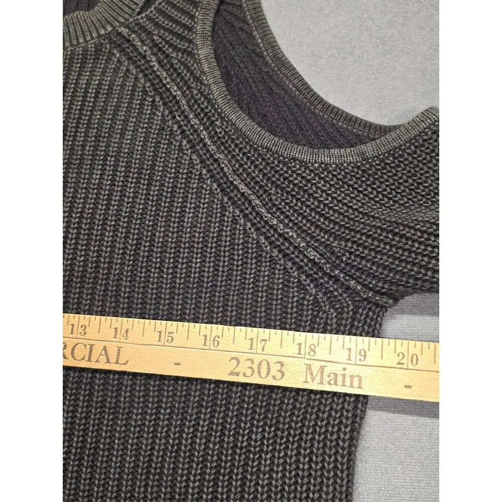 Hollister Womens Small Cold Shoulder Ribbed Sweater Chunky Knit Crew Gray Small